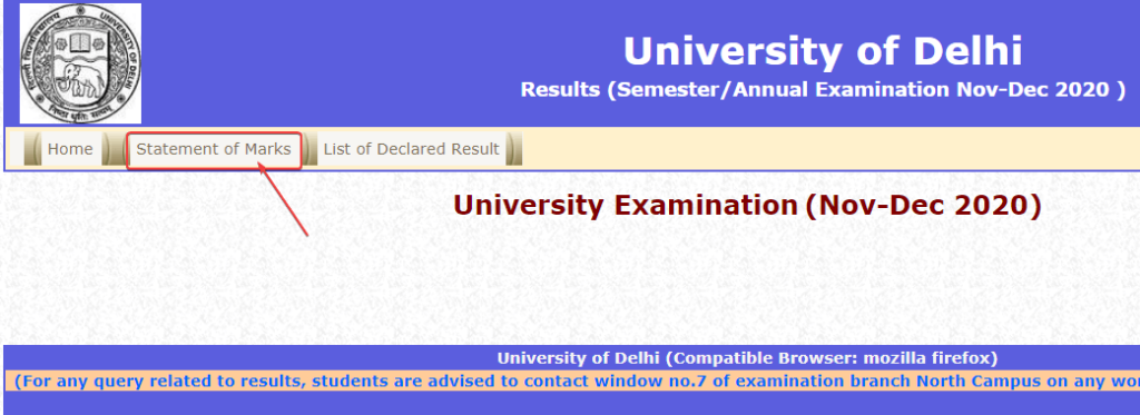 exam delhi university official site
