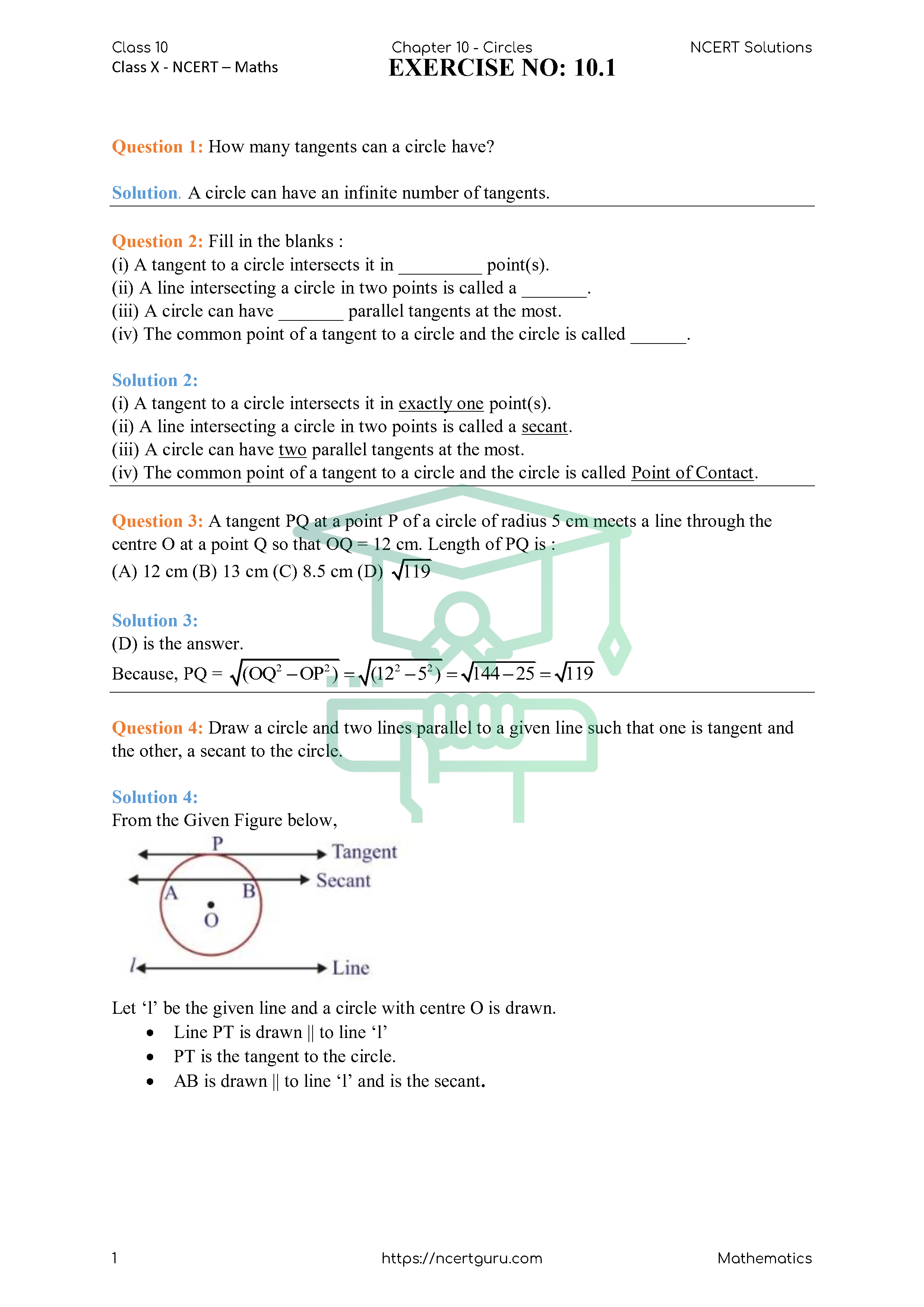 NCERT Solutions for Class 10 Maths Chapter 10