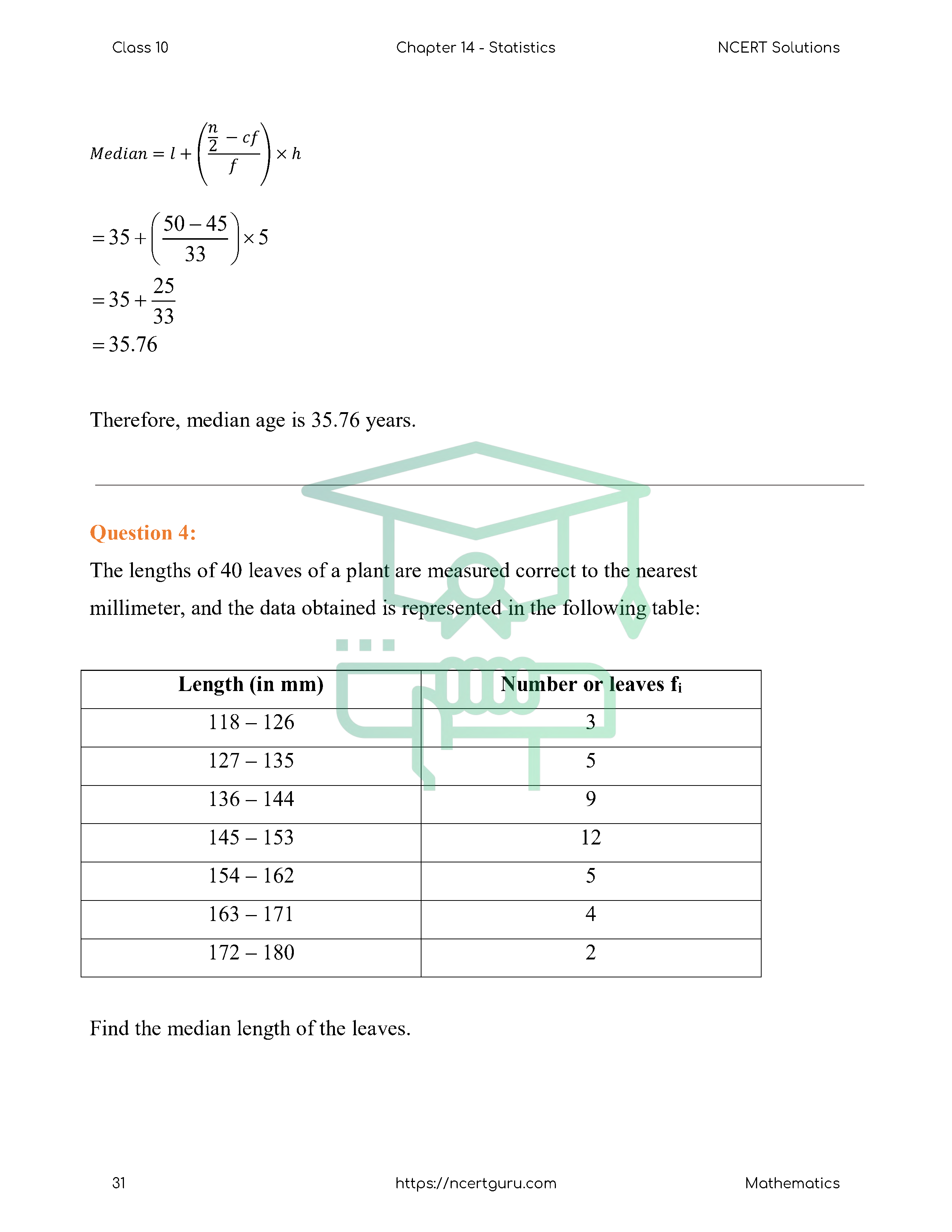NCERT Solutions for Class 10 Maths Chapter 14