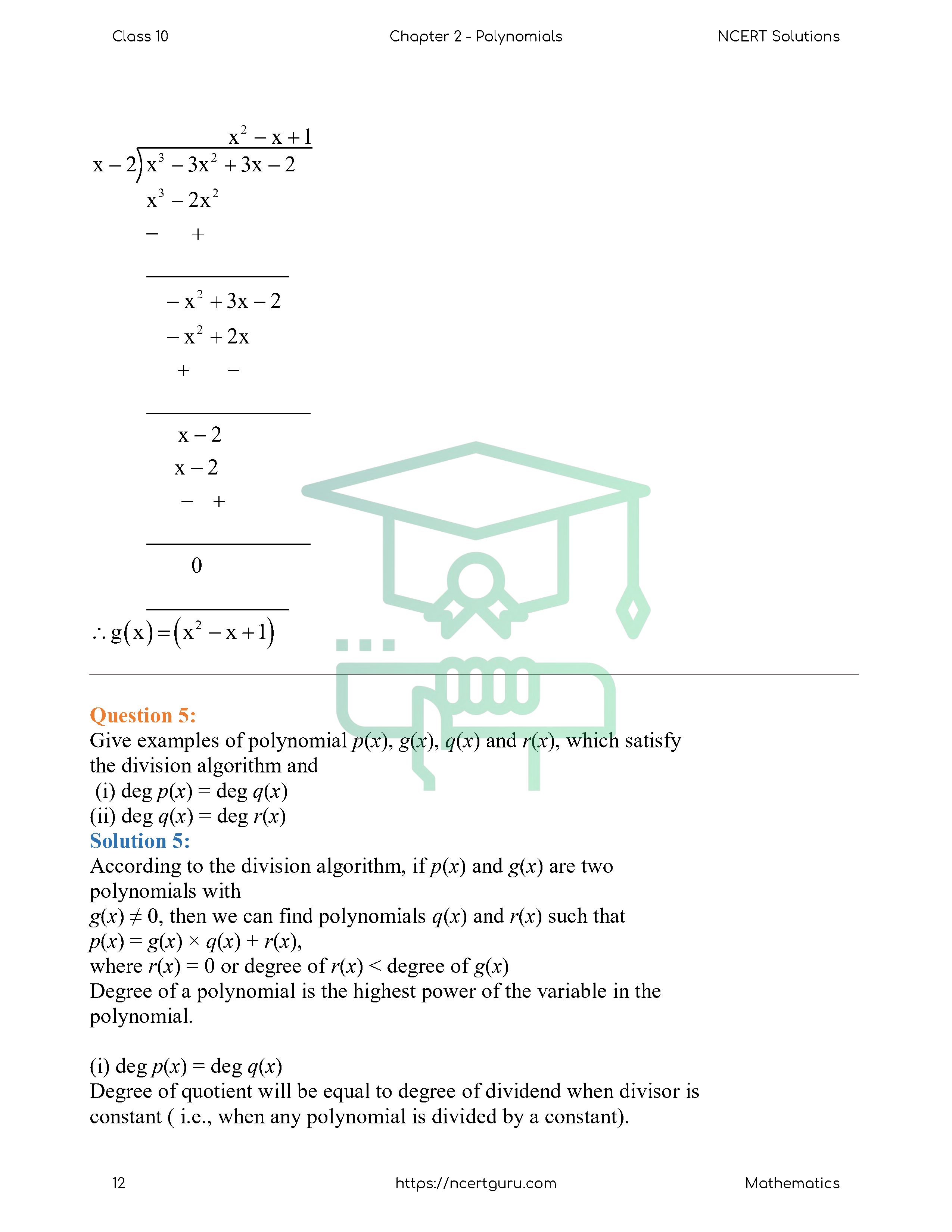 NCERT Solutions for Class 10 Maths Chapter 2