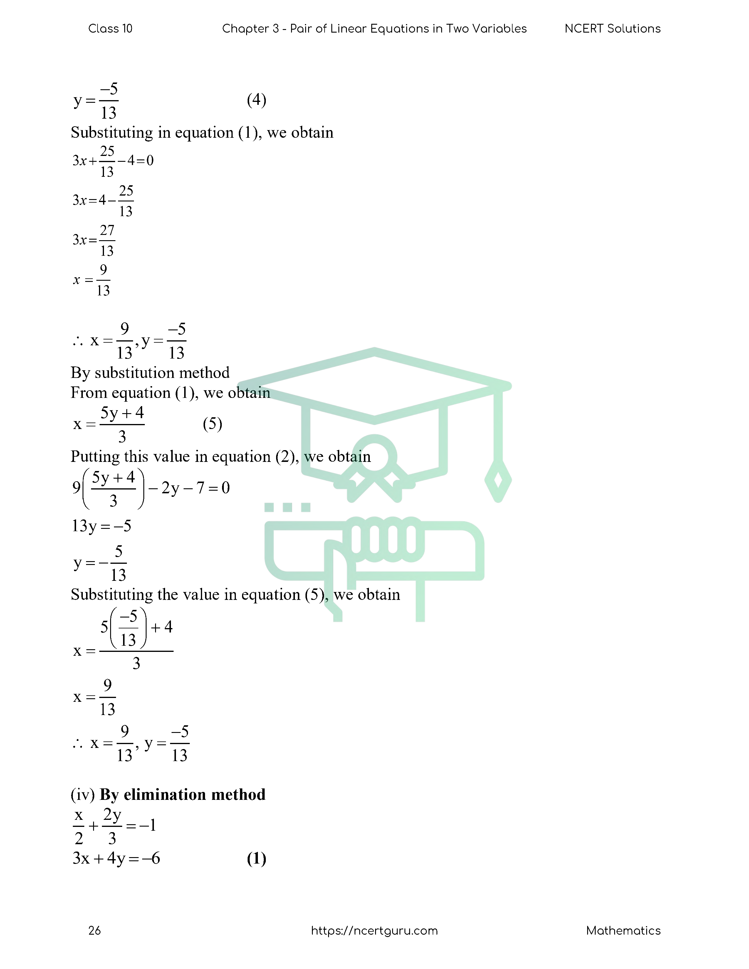 NCERT Solutions for Class 10 Maths Chapter 3
