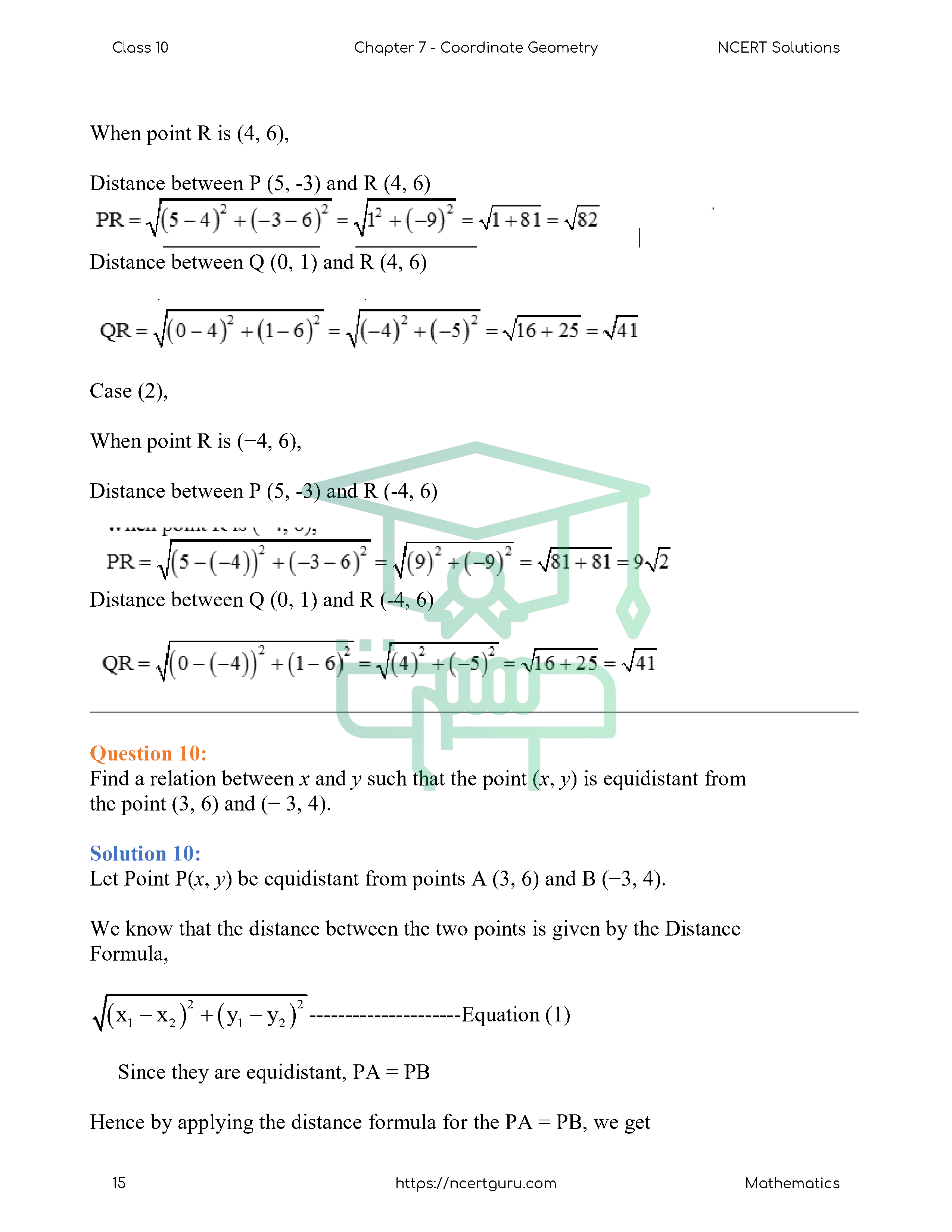 NCERT Solutions for Class 10 Maths Chapter 7