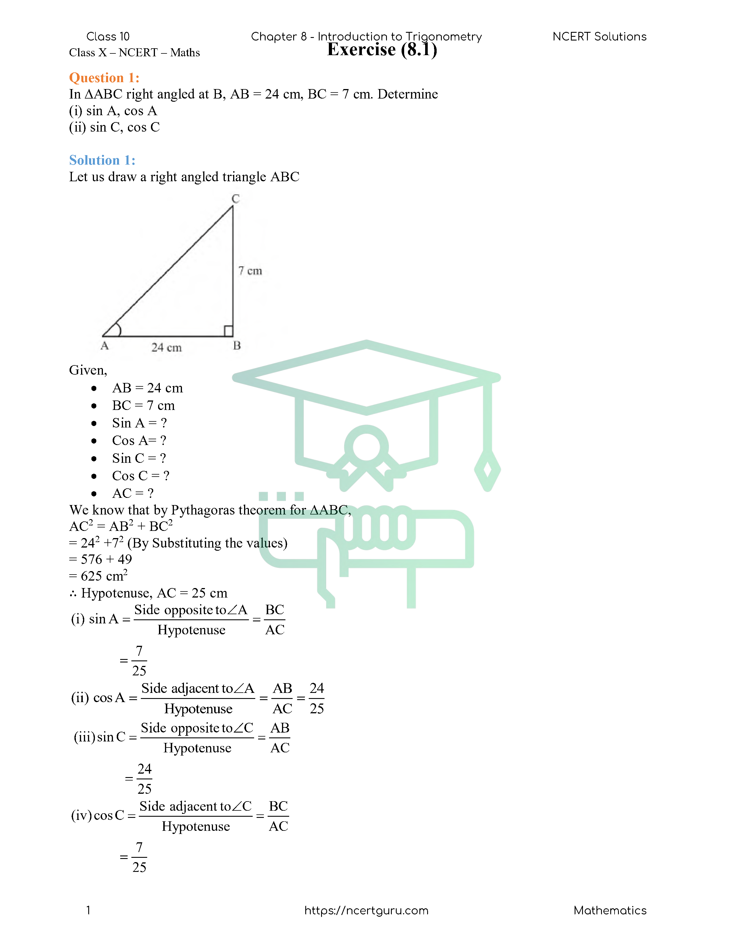 NCERT Solutions for Class 10 Maths Chapter 8