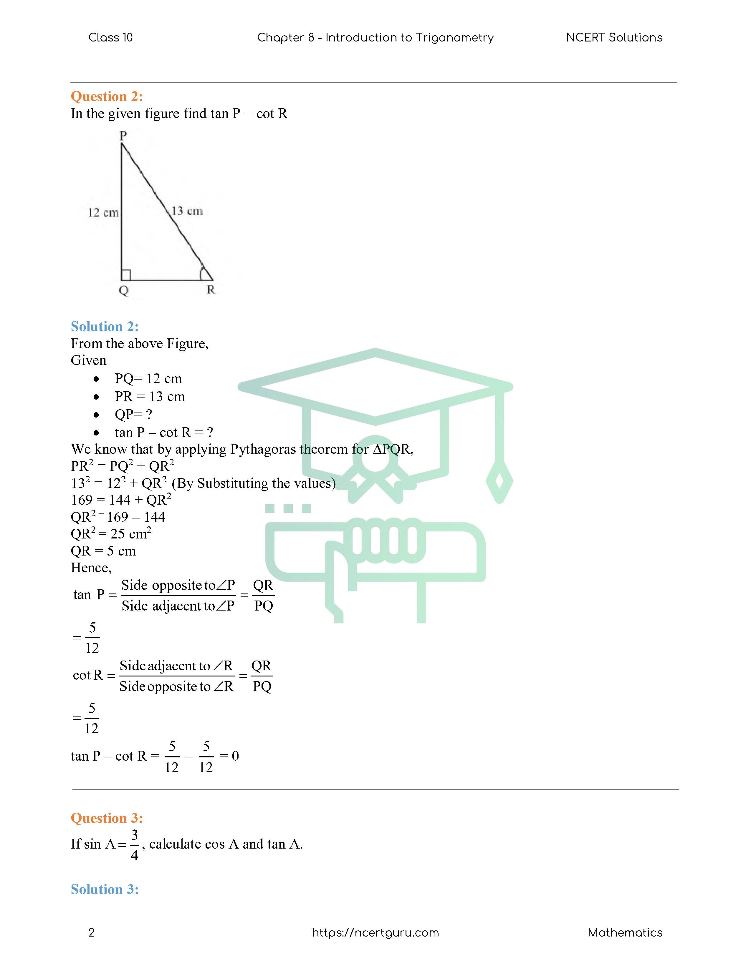 NCERT Solutions for Class 10 Maths Chapter 8