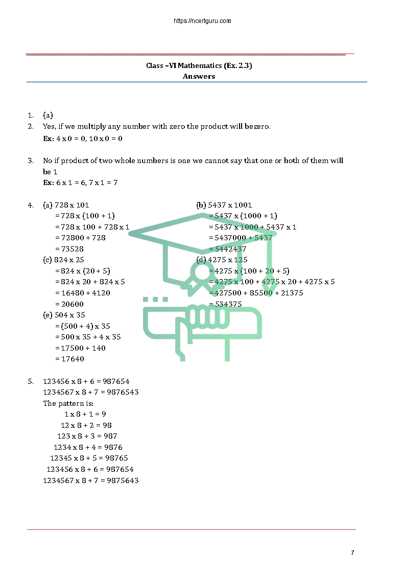 NCERT Solutions for Class 6 Maths Chapter 2
