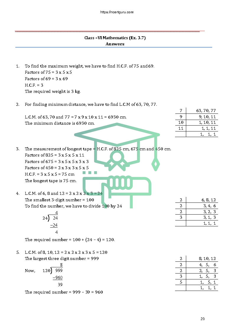 NCERT Solutions for Class 6 Maths Chapter 3