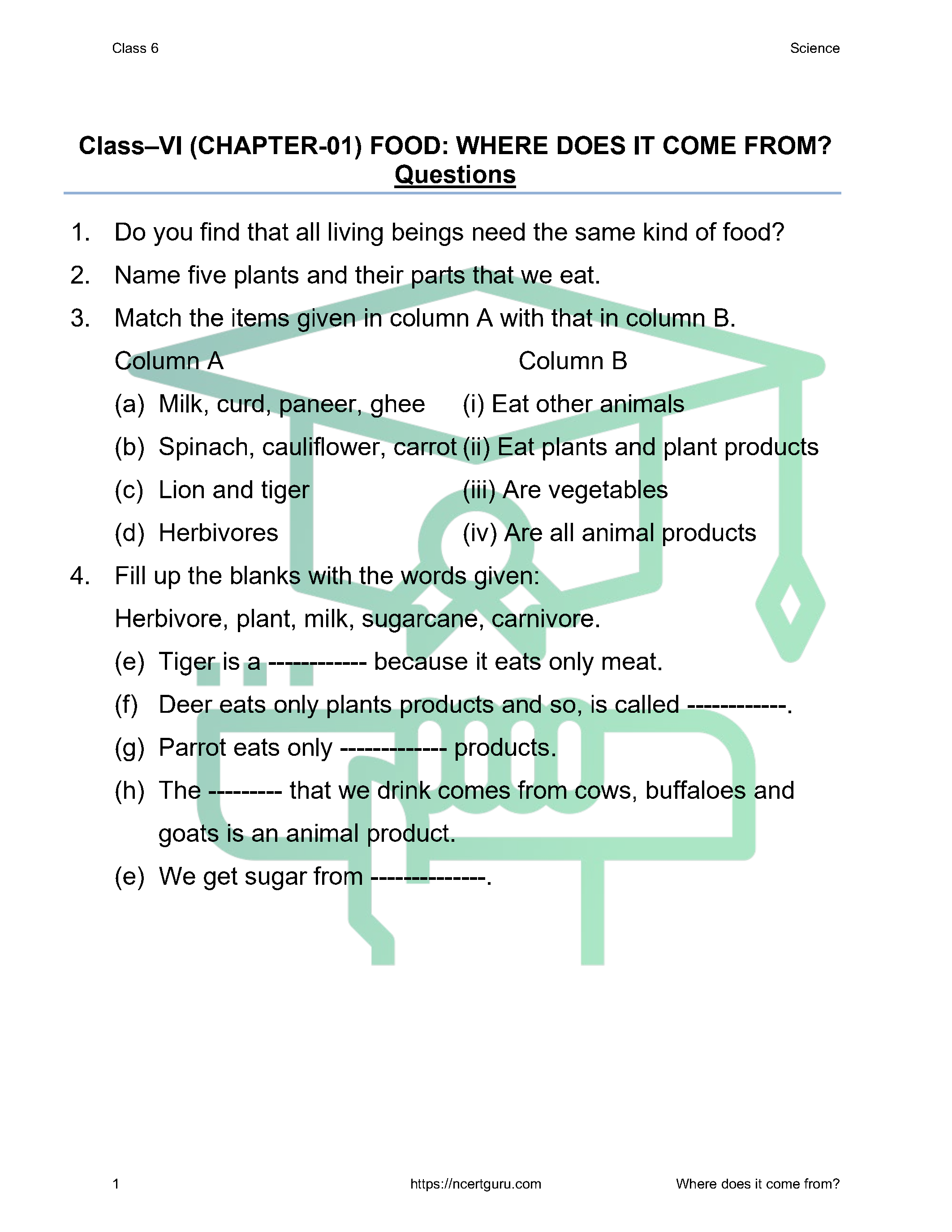 NCERT Solutions for Class 6 science Chapter 1