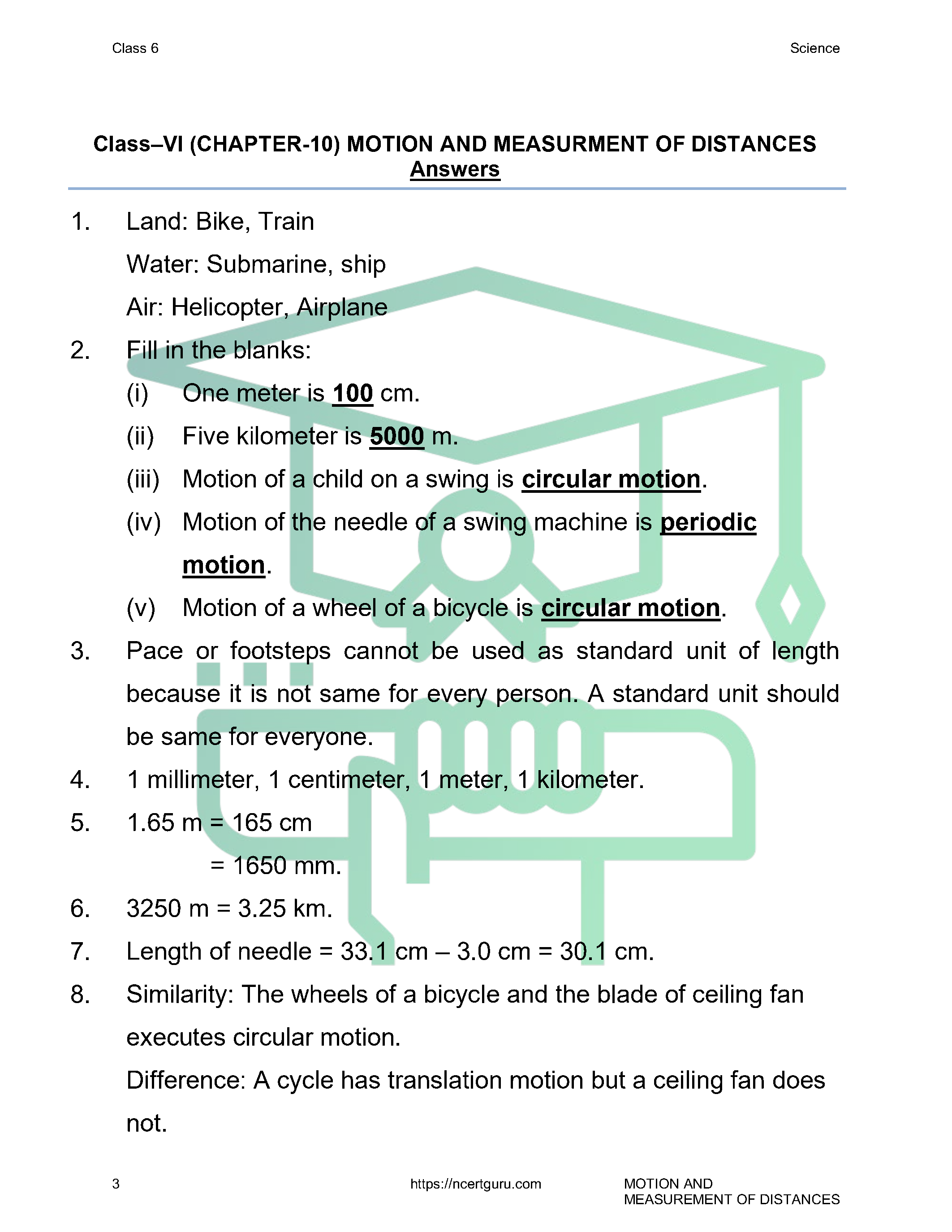 NCERT Solutions for Class 6 science Chapter 10