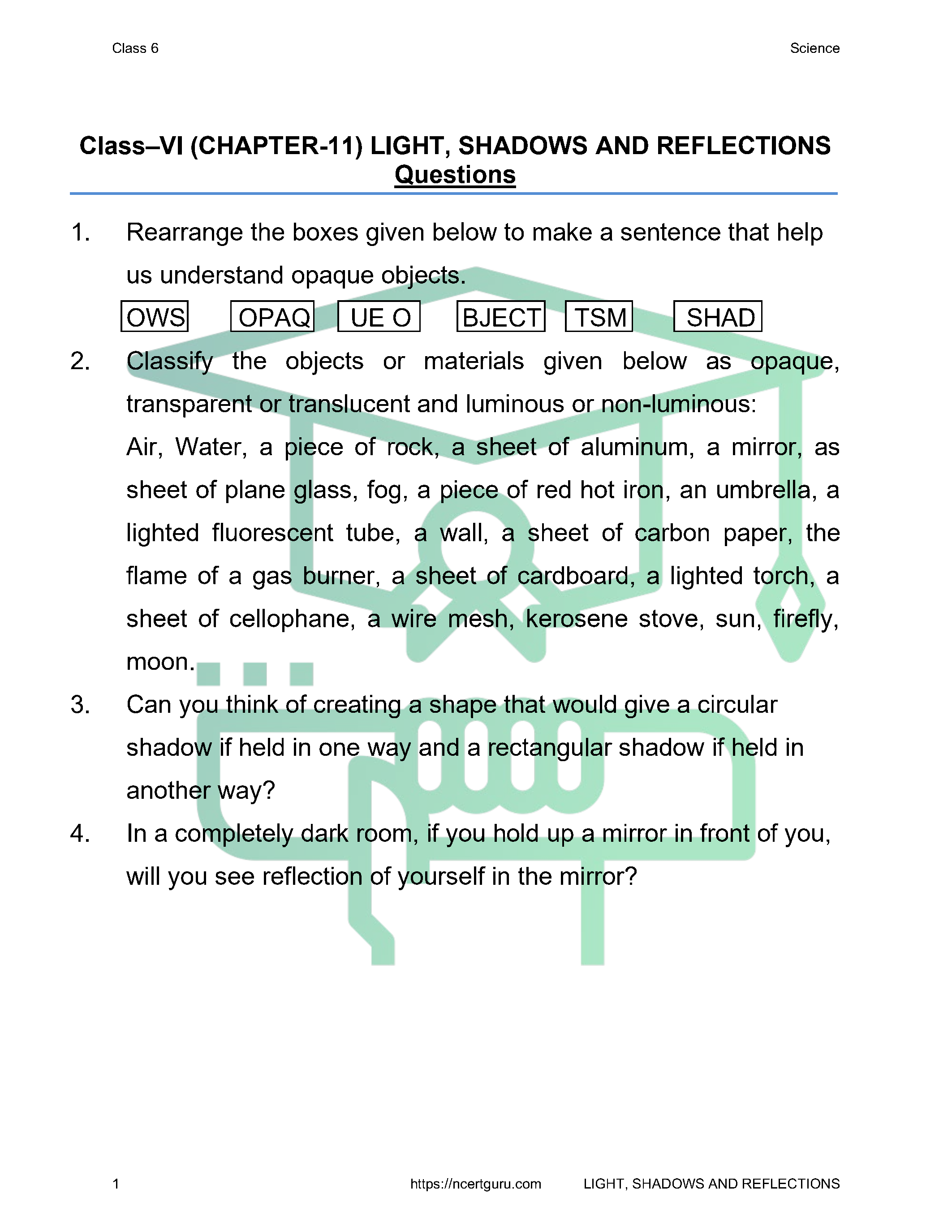 NCERT Solutions for Class 6 science Chapter 11