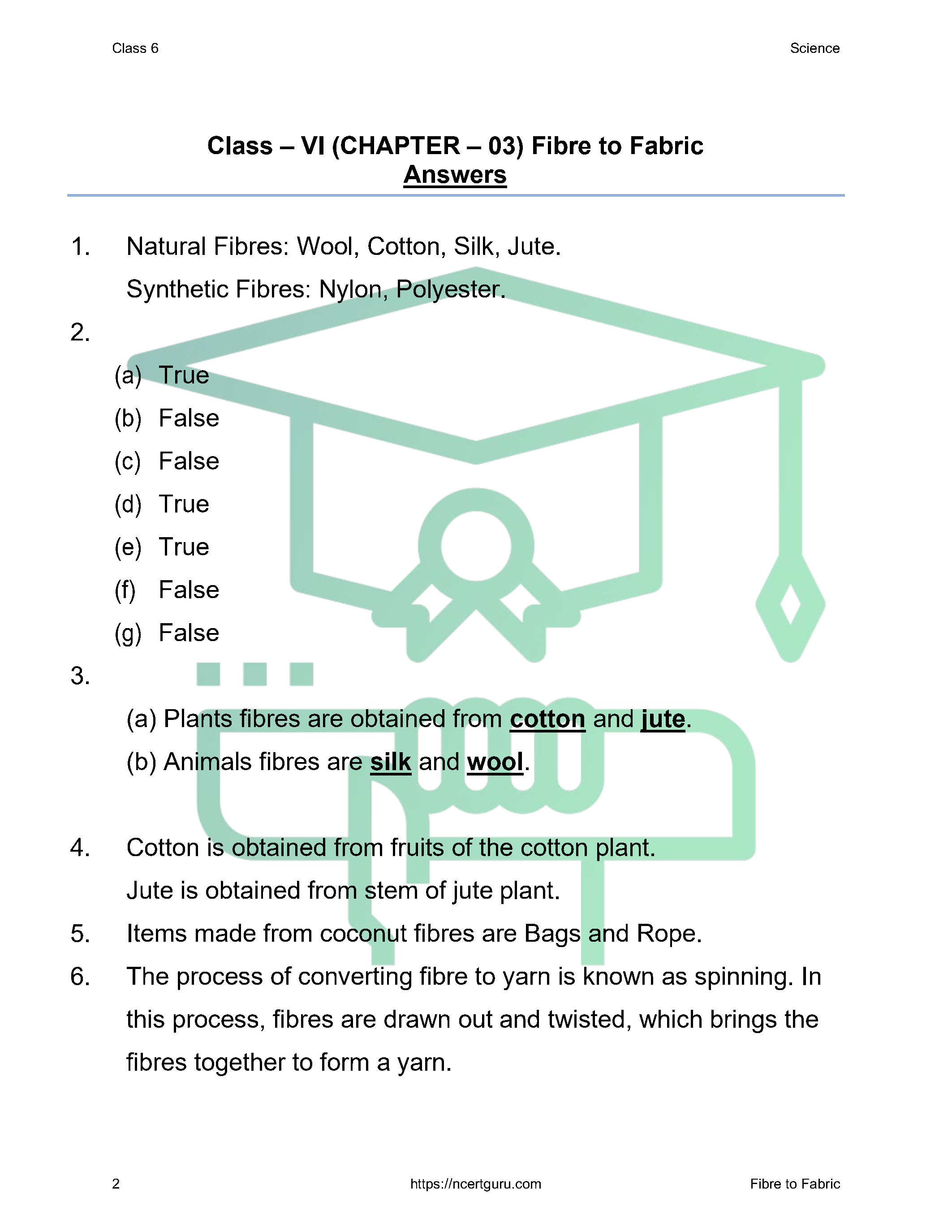 NCERT Solutions for Class 6 science Chapter 3