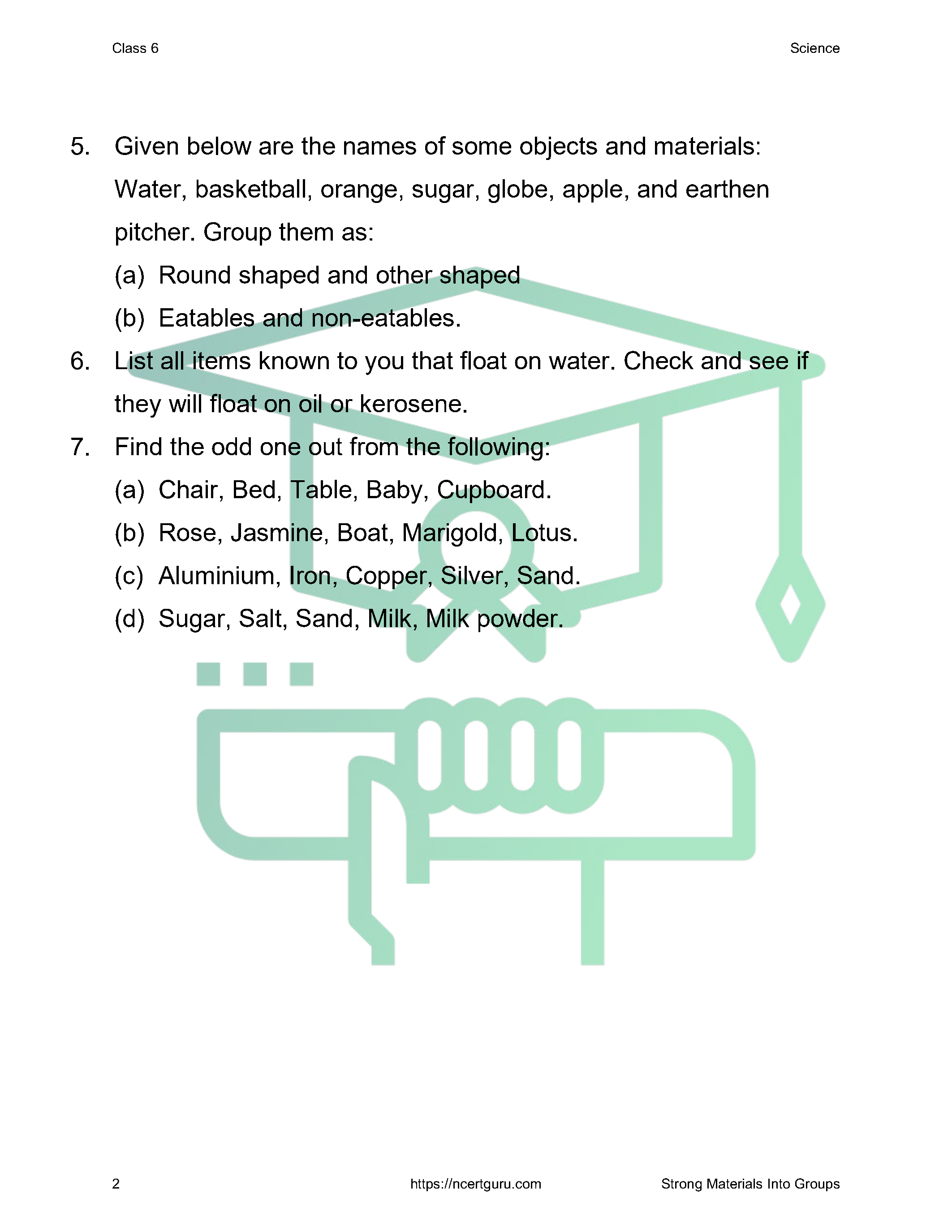 NCERT Solutions for Class 6 science Chapter 4