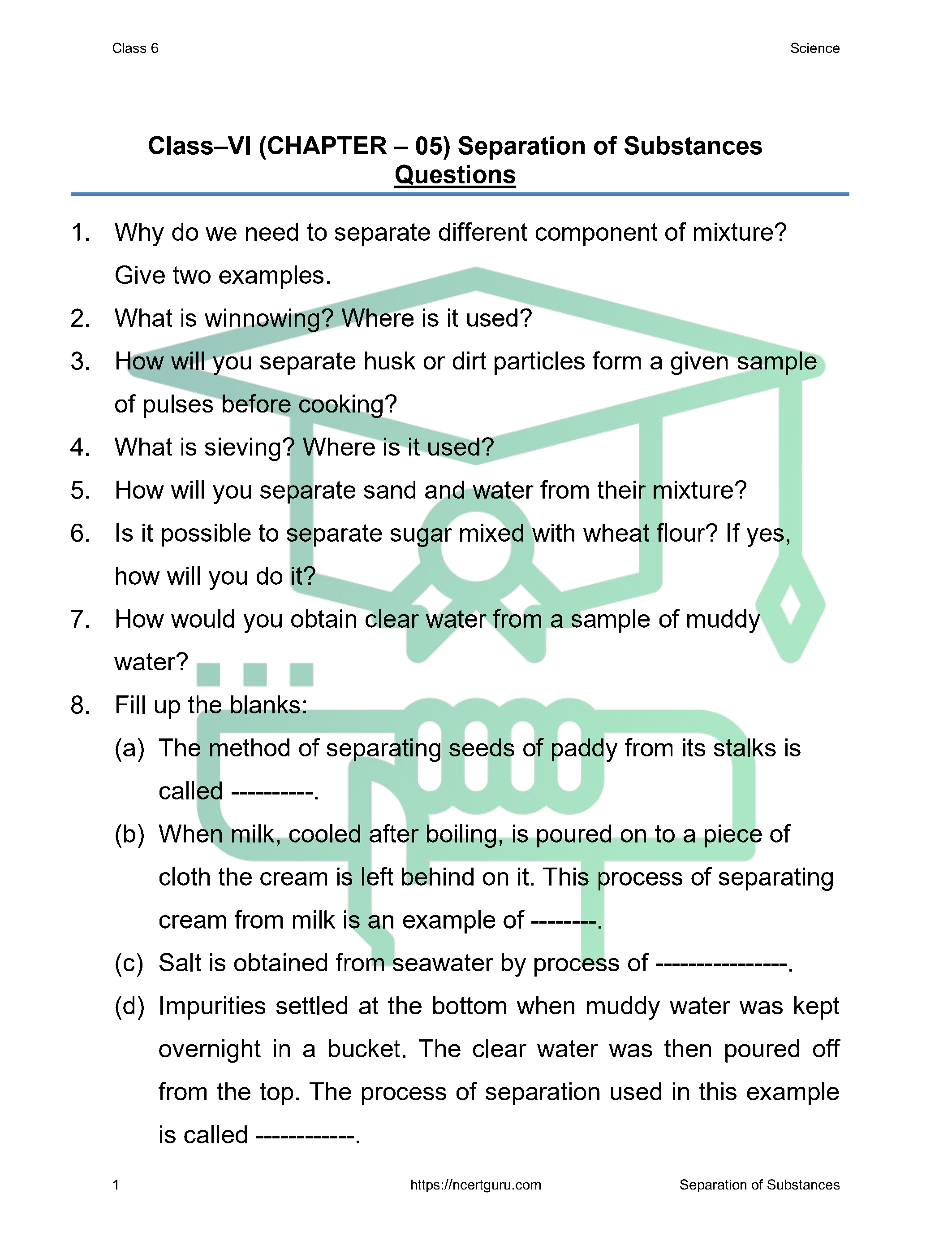 NCERT Solutions for Class 6 science Chapter 5
