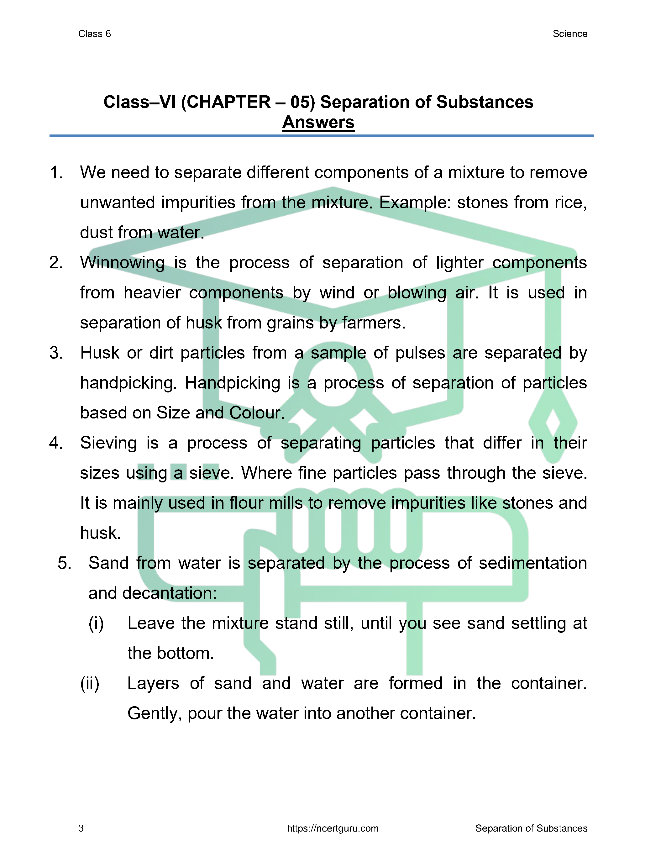NCERT Solutions for Class 6 science Chapter 5