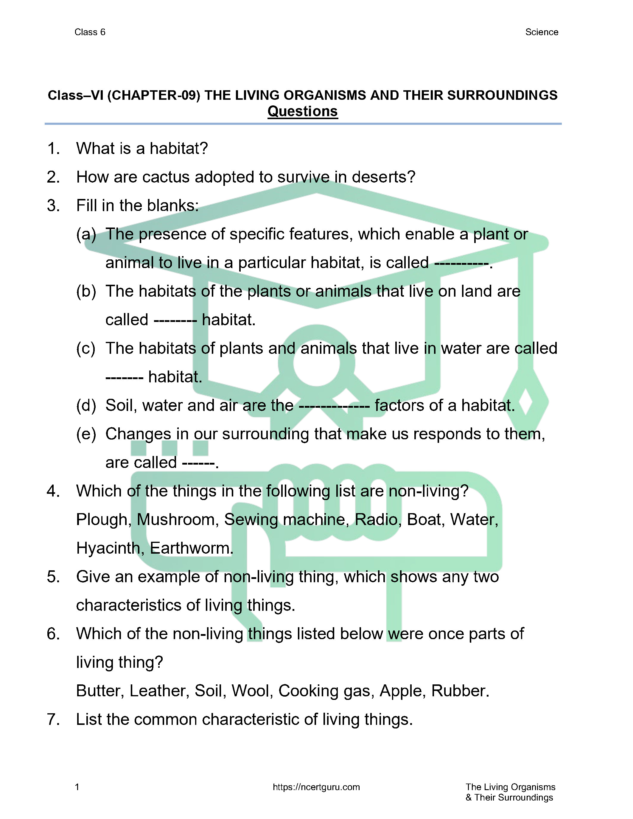 NCERT Solutions for Class 6 science Chapter 9